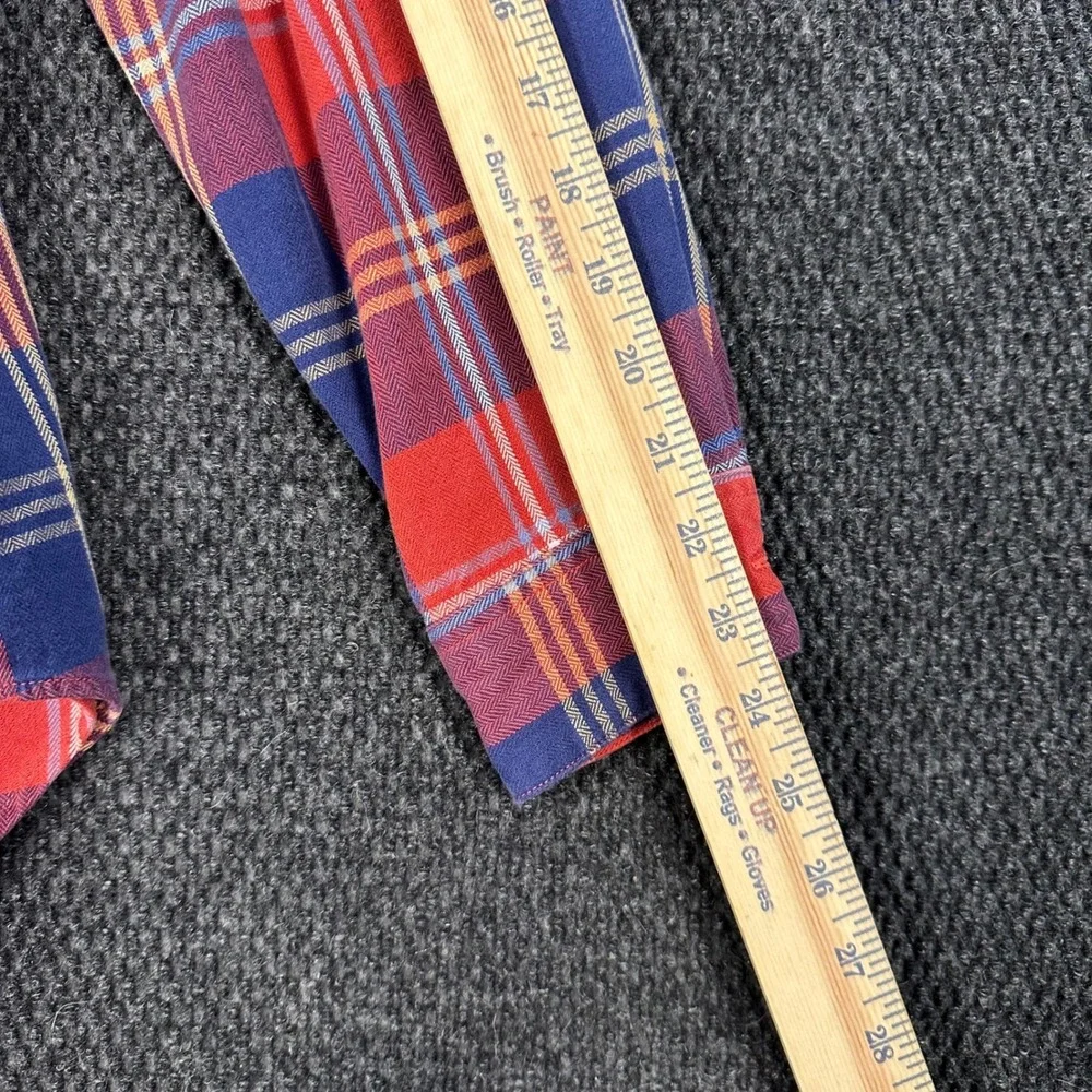 J. Crew Flannel Shirts Lot of 2 Mens S Red Blue Herringbone Plaid Long Sleeve